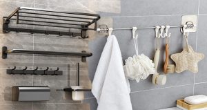 Towel Bar with Hooks For Bathrooms