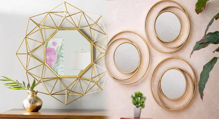 Elegant Gold-Framed Decorative Mirror Set for Luxurious Wall Accents