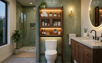 Over-the-Toilet Storage Furniture Ideas with Built-in Lighting